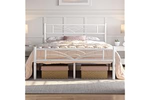 Yaheetech Struttura Letto Matrimoniale Telaio in Metallo Ferro Testiera a Forma di Nuvole 140 x 200 cm Bianco