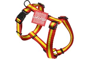 Arnés para Perros Grandes T4 - 42 - 70 x 2,5 cm - Fabricado en Nylon - Diseño Bandera de España - Talla XL - Muy Resistente y Confortable - Accesorios para Perros - Consentida