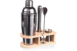 ESMULA Cocktail Shaker Set,5-teiliges 750ML Edelstahl Barkeeper Kit Professionelles Martini Mixing Bartending Kit Kombination, Home Stylish Bar Tool Set mit Cocktail Rezeptheft (Grau)