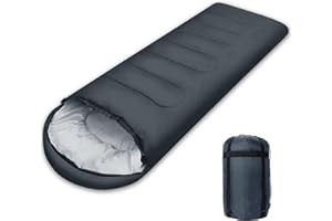 JOYART Sacco a Pelo, 4 Stagioni Sacco Pelo Leggero Portatile Sacchi a Pelo Campeggio con Sacco a Compressione e Caldo con Cappuccio per Adulti Adolescenti Bambini Campeggio