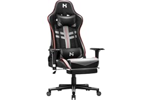Precision Synergie Gaming Chair with Footrest, 90-165°Backrest Adjustable Office Chair for home, Gaming Chair for Adults, Ergonomic Computer Chair, Desk Chair with Upgraded 4D Armrests, Black & Grey