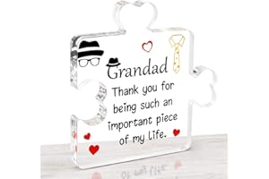 HONMOK Gifts for Grandad, Grandad Gifts from Grandchildren, Birthday Gifts for Grandad, Grandad Puzzle Piece Acrylic Plaque Gifts, Christmas Fathers Day Thanksgiving Day Presents for Grandad