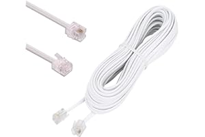 HUAZIZ 10m Cavo Telefonico RJ11 Cavo Modulare Cavo Occidentalesu Connettore RJ11 Piatto Presa Telefonica Modem Router Fax ISDN DSL VDSL Internet Bianca