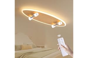 zenlavia LED Deckenlampe Kinderzimmer Skateboard-Design aus Holz – Dimmbar Deckenleuchte mit Fernbedienung, 24 W, 2800lm, 3000–6500 K, Jungen Mädchen Kinderzimmerlampe