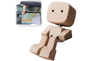 OIXYAZ Uomo di legno che si scuote,Nuovissime decorazioni adorabili,Ornamenti decorativi in legno,Adatto per l'uso sui cruscotti delle automobili o come soprammobile da tavolo