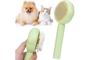 SUSNUAN Cat Hair Brushes for Grooming, Self Cleaning Cat Brush Dog Brush with Release Button, Pet Hair Cleaner Brush for Cats, Cat Brushes for Short or Long Haired Cats, Kitten Puppy Brush for Shedding(Green)
