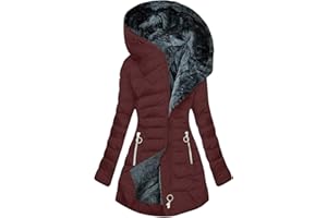 Kmrlofiy Damski zimowy płaszcz z kapturem elegancki płaszcz z podszewką wiatroszczelna termiczna kurtka polarowa długa kurtka parka damska ciepła gruba kurtka termiczna kurtka puchowa