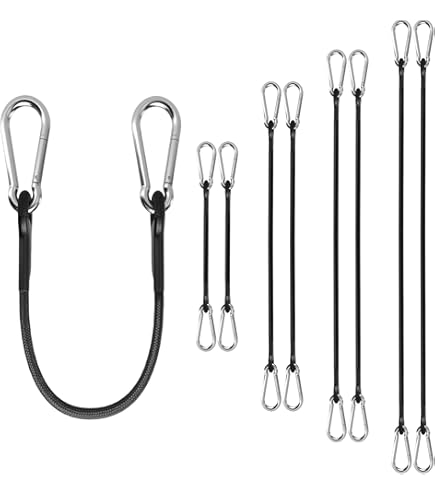 Lot De 8 Tendeurs élastiques Avec Mousquetons - 4 Tailles (30 à 100 Cm), Caoutchouc Et Polyester, Pour Fixation Extérieure