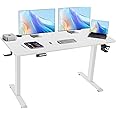 ShowMaker Height Adjustable Electric Standing Desk,140 X 60cm Splice Board,Rising Home Office Computer Table with Memory Controller (White, 140 x 60cm)
