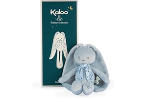 Kaloo - Lapinoo - Rabbit Doll - Baby’s Bi-Material Jersey & Knit Fabric Toy - 9.8"/25 cm - Blue Colour - Ultra-Soft materials - Gift Box - K969939