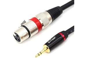 SiYear Câble de microphone mini jack stéréo 3,5 mm vers XLR femelle, câble d'interconnexion asymétrique de 0,3 cm vers XLR à 3 broches – (1,5 m)