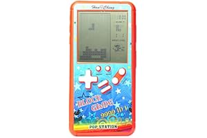 HLF Console de Jeu rétro Bloc Console de Jeu en Brique avec Coque de Couleur et Grand écran alimenté par 2 Piles AA construisent 23 Jeux et avec Un Petit Corps (Orange)