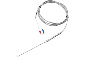 QUARKZMAN Tipo K Sonda Sensore Temperatura Termocoppia 2x100mm 6.6ft Filo 0 a 1000°C (32 a 1832°F) Acciaio Inossidabile