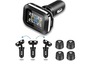 VTOPEK 【Exclusive Frosted】Tyre Pressure Monitoring System Wireless TPMS Tyre Tire Pressure Monitor Car Charger Powered Adjustable Angle USB Port Real-Time Voltage Monitoring 6 Car Alarm Modes for Car RV SUV