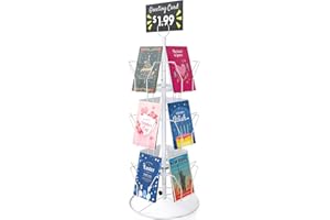 ANBOXIT Stojak na kartki z życzeniami, obrotowy, do naklejek na pocztówki, metalowy, biały