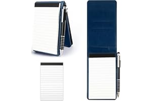 FINEASY Zestaw 4 mini notatników A7, ze skóry PU, notatnik z 2 x notesami i 1 x mini długopisem, blok dziennikarski, pusty blok, bez linek, odrywalny (niebieski)