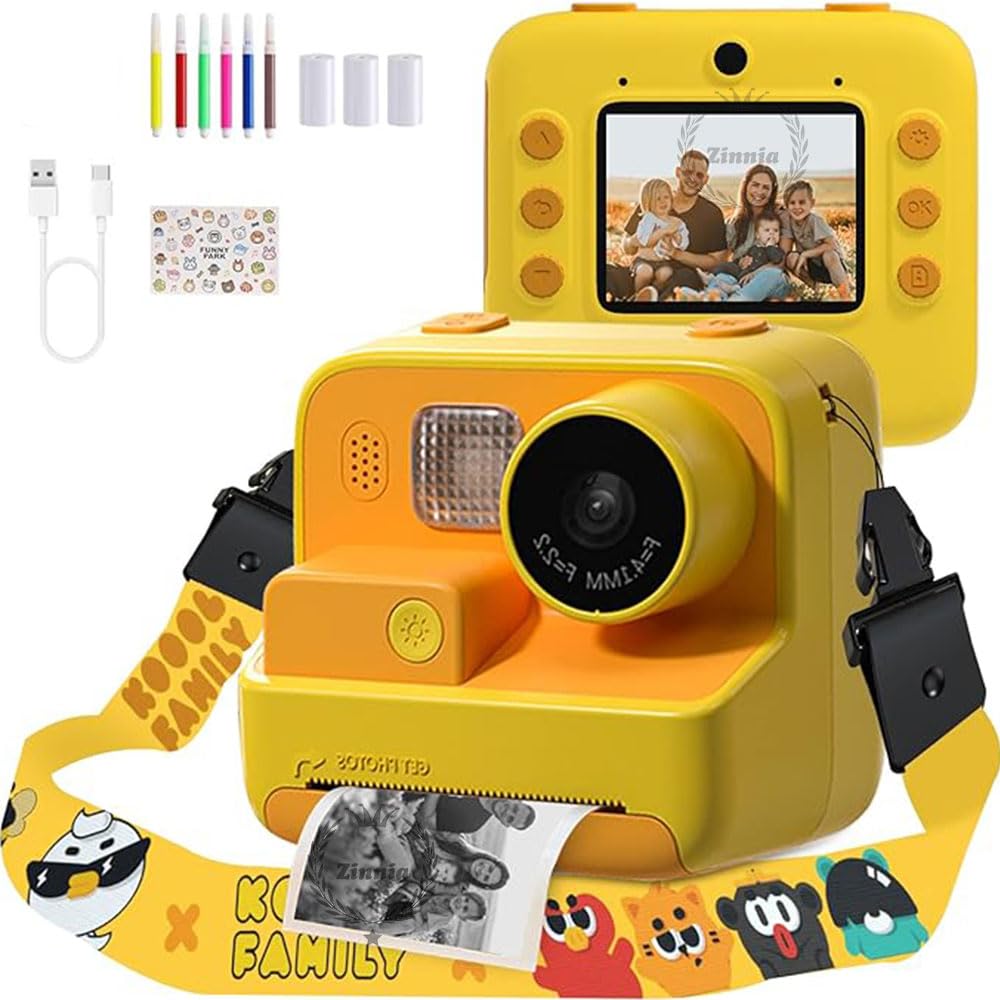 Zinnia Instant Camera for Kids, 48 MP Photography Camera with Instant Photo Print Camera for Boys & Girls, 1080P HD Video Rec