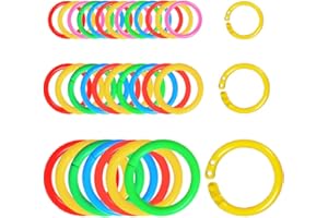 MEJOSER 220PCS Anneaux de Livre Plastique 1.5cm 2cm 3cm Anneaux de Reliure Multicolore Porte-Clés Ouvrable pour Bricolage Carte d'étude Album Photo Scrapbook Rideaux