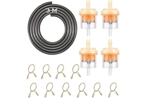 ‎RENDCQIN Rendcqin Benzinfilter, Motorrad-Gas-Kraftstofffilterschlauch, Benzin-Kraftstofffilter inklusive 3M/Kraftstofffilterschlauch-Set mit 10 Schlauchschellen für Auto, Motorrad, Rasenmäher, Roller, Diesel