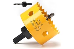 FASTDEPLE 65mm Hole Saw, HSS Bi-Metal Hole Cutter with Drill Bit, Heavy Duty Hole Saw for Wood, Plastic, Drywall, Fiberglass, Yellow