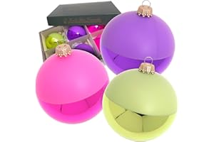 Krebs Glas Lauscha - Dekoracja bożonarodzeniowa/ozdoba choinkowa ze szkła - bombki sortowane - kolor: różowy, zielony i fioletowy - ilość: 6 sztuk - rozmiar: ok. 8 cm