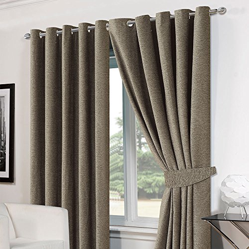Dreamscene Luxury Ring Top Eyelet Chenille Lined Thermal Ready Made Curtains 66