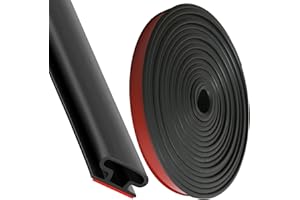 Yeria Samoprzylepna uszczelka do drzwi, listwa uszczelniająca antykradzieżowa do futryny drzwi, ramy okiennej, wodoszczelna taśma uszczelniająca (D czarna, 6 m)