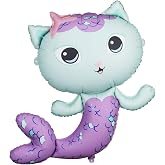 Gabby's Dollhouse 82 x 80 cm Foil Balloon Helium Air Balloon Children's Birthday Decoration Turquoise Lilac