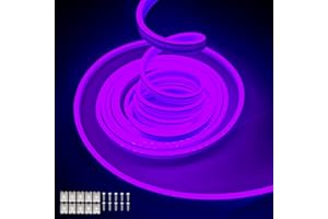 Balabaxer Striscia luminosa viola al neon, 16.4ft/5m 12V DC 600 SMD2835 LED impermeabile, per la decorazione interna ed esterna (senza azionamento)