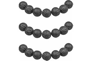 ‎MJDCB MJDCB Perlen zum Auffädeln 10mm 35 stück vulkanstein Schwarze Lava Halbedelsteine Perlen mit Loch Natürliche Lose Runde Steinperlen für Herstellung Schmuck Armbänder Halsketten