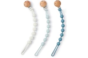 WeSweet Attache Tetine Silicone Lot de 3 Attaches-sucettes en Silicone de qualité supérieure pour garçons et Filles, sans BPA, faciles pour Les Parents