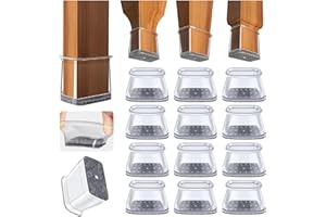 GICUNK 32 Piezas Protectores para Patas de Sillas Rectangulares, Fundas de Silicona Transparente con Fieltro, Protectores antirrayaduras para Muebles (Ancho 19-25mm,Longitud 28-38mm