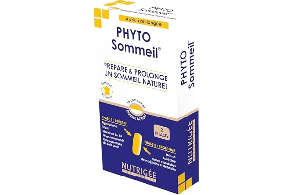 NUTRIGÉE - Phyto Sommeil - Prépare & Prolonge Un Sommeil Naturel - Prépare La Nuit, Facilite L'Endormissement, Réduit La Fatigue - 60 Comprimés - Programme de 30 à 60 Jours - Fabriqué en France