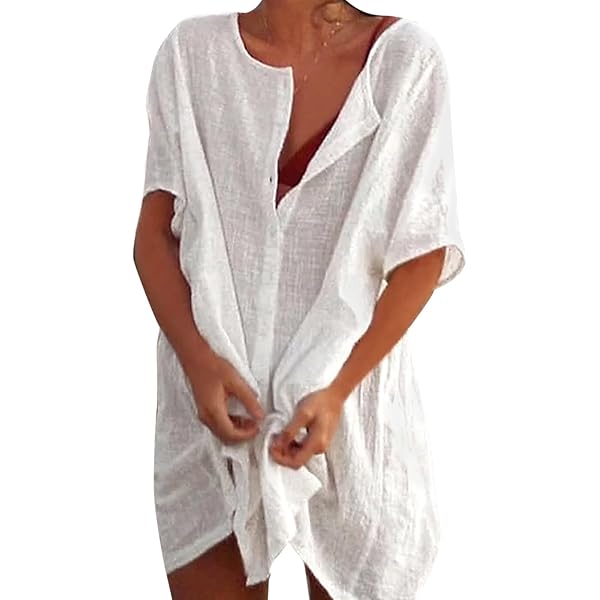 Ekouaer Strandjurk voor dames, zomer, bikini-cover-up, sexy strandkleding, zomerjurk, transparant, S-XXXL, legergroen, M