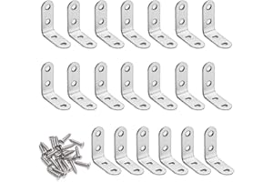 QWEF Staffe Angolari 90 Gradi Supporti Angolo 20 Pezzi Retto Staffe in Acciaio Squadrette Angolar a Forma di L con viti per Instabili Mensola di Legno Tavolo Sedia Mobili 40 * 40 mm (Argento)