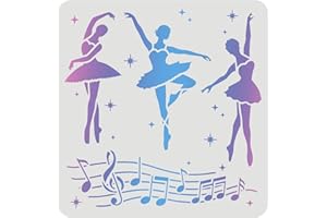 FINGERINSPIRE Stencil a forma di ballerina, 30 x 30 cm, stencil riutilizzabili per dipingere su legno, piastrelle, carta, tessuto, pavimento e parete