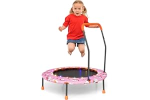 SPOTRAVEL 36’’ Outdoor Trampoline, Kids Rebounder with LED Lights, Protective Cover and Handles, Portable Mini Trampoline for Toddlers