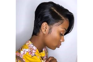 MSGEM Straight Short Cut Wigs 13x6 T Part Lace Front Wigs Human Hair Straight Short Bob Wigs 8 Inch 150% Denisty Pixie Cut Human Hair Deep Part Lace Frontal Wigs with Baby Hair for Black Women