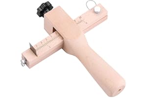 AKOZON Aufee Utensili da Taglio in Pelle, Cinturino in Pelle a Mano in Legno o utensile da Taglio Regolabile, taglierina di Utensili Artigianali con 5 Lame, Larghezza 0~10 cm Regolabile