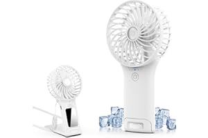 Bigqin Mini Ventilatore Ricaricabile Usb,Ventilatori Silenzioso Portatili A Batteria Regolabilli Su 4 Velociza Con Specchio E Cordino,Mini Ventilatore Potente Per Casa,Ufficio,Viaggi E All’Aperto