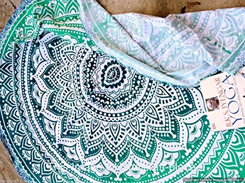 handicraftofpincity 177,8 cm grün ombre Mandala rund Roundie Hippie Strand Üb… - 2