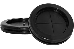 Flyshop Negro 60 mm, tapón de goma de 50 mm, diámetro interior de 5 cm, ojales de goma sintética, protección de alambre, redondo, doble cara, paquete de 4 (tamaño 50 x 60 mm)