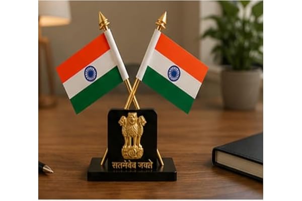 Indian Flag Car Dashboard Decor | Mini Tiranga Flag for Car Dashboard | National Flag Showpiece for Vehicle Interior (FLAG-04