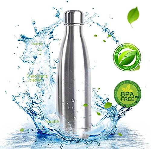Yica Vacuum Insulated Water Bottle, 500ml - 17oz Stainless Steel Vacuum Insulated Water Bottle Travel Mug Double Wall Hot &amp; Cold Sports Drinks Bottle for Camping, Climbing, Hiking, Travelling, Yoga
