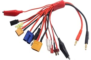 YUNIQUE GREEN-CLEAN-POWER YUNIQUE Italia® 10-in-1 Banana Plug RC Caricatore Lipo Adattatore Cavo XT90 XT60 JST EC5 T Plug Tamiya Mini Tamiya Glow Ignitor Futaba Alligator Clips per RC Auto Elicotteri Quadricotteri DJI