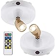BIGLIGHT Spotlight Battery Operated, LED Puck Light, Dimmable Uplight with Remote, Stick on Accent Light for Painting Picture Wall Artwork Photo Portrait Closet Plants, Warm White, 2 Pack