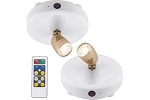 BIGLIGHT Spotlight Battery Operated, LED Puck Light, Dimmable Uplight with Remote, Stick on Accent Light for Painting Picture Wall Artwork Photo Portrait Closet Plants, Warm White, 2 Pack