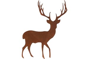 Deko Kind - Cervo arrugginito – 17 x 22 cm – resistente alle intemperie – ruggine – spina da giardino – metallo – statuetta da giardino – decorazione da parete – cervo ruggine – corna di cervi