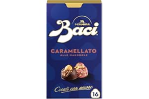 BACI PERUGINA Caramellato alle Mandorle Cioccolatini Fondenti ripieni al Gianduia, Scatola 200g