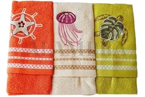 Vingi ALAMBRA Set Strofinacci Cucina Home CANOVACCI Cotone Moderni Ricamati (Fantasia 30)